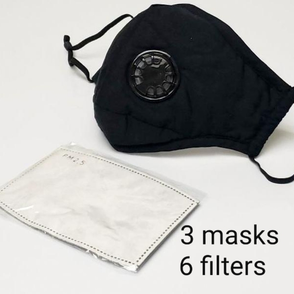 Other - ❤ 3 Face Masks 6 Replaceable Filters Adjustable